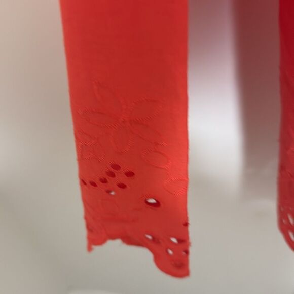 NWT Cynthia Rowley Woman’s Eyelet Embroidered Cotton Blouse in Red. Size XS. - Picture 7 of 11